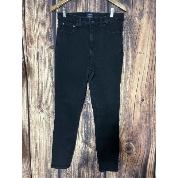 J Crew Jeans Sz 29 High Ride Skinny Black Women Stretchy Denim Preppy - Picture 1 of 8